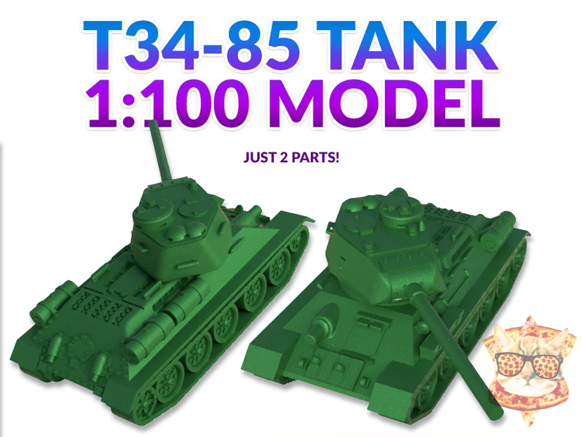 Xe tăng T34-85 (USSR) – tỉ lệ 1:100, 2 parts - Image 1