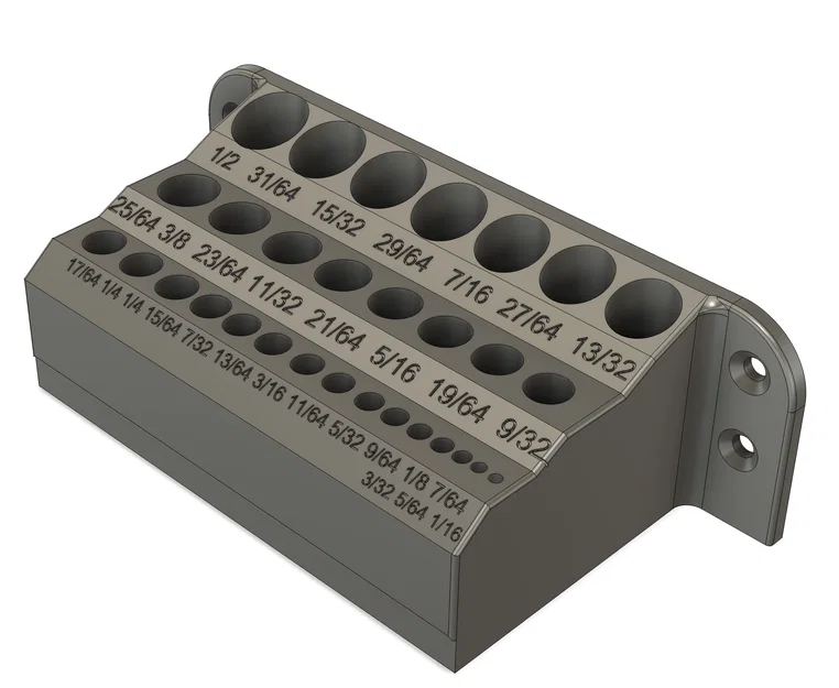 Giá treo tường đựng bộ mũi khoan 0.0625 - 0.5 inch in 3D - Image 1