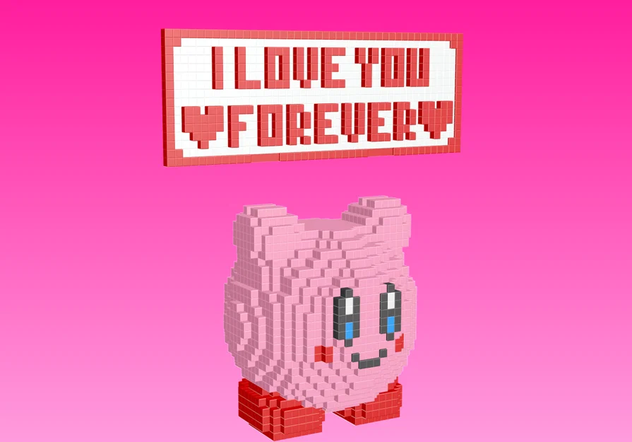 Mô hình 8-bit Kirby Valentine - Quà tặng 3D độc đáo - Image 2