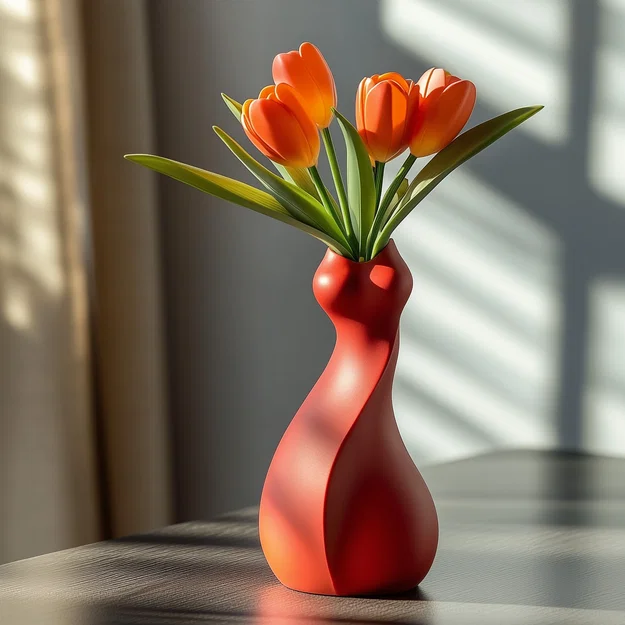 Scarlet Vase – Bình hoa đỏ nổi bật cho decor nhà - Image 1