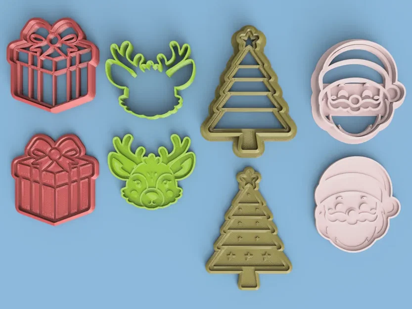 Bộ khuôn cắt bánh quy Giáng Sinh 3D - Santa, tuần lộc, cây thông - Image 1
