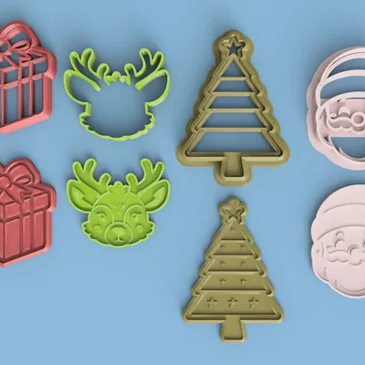 Bộ khuôn cắt bánh quy Giáng Sinh 3D - Santa, tuần lộc, cây thông