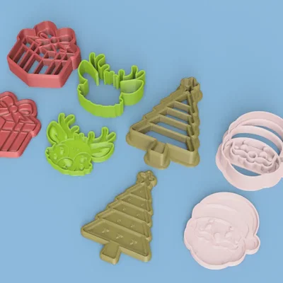 Bộ khuôn cắt bánh quy Giáng Sinh 3D - Santa, tuần lộc, cây thông