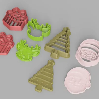 Bộ khuôn cắt bánh quy Giáng Sinh 3D - Santa, tuần lộc, cây thông