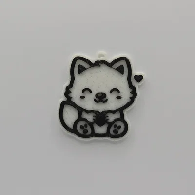 Móc khóa chú sói nhỏ (Cute Wolf Keychain) in 3D siêu đáng yêu