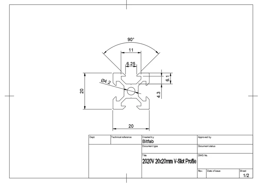 Thanh nhôm định hình V-Slot 20×20 (Aluminum Extrusion 20×20 V-Slot) - Image 2