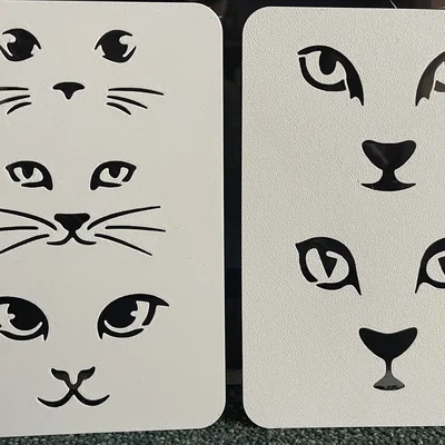 5x Mặt Mèo - Khuôn Stencil Template để vẽ và sơn