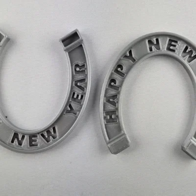 Móng ngựa may mắn Happy New Year - Mô hình in 3D trang trí tết