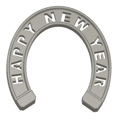Móng ngựa may mắn Happy New Year - Mô hình in 3D trang trí tết