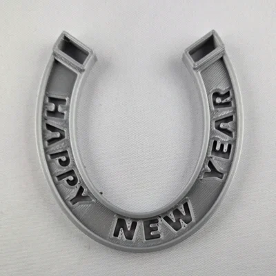 Móng ngựa may mắn Happy New Year - Mô hình in 3D trang trí tết