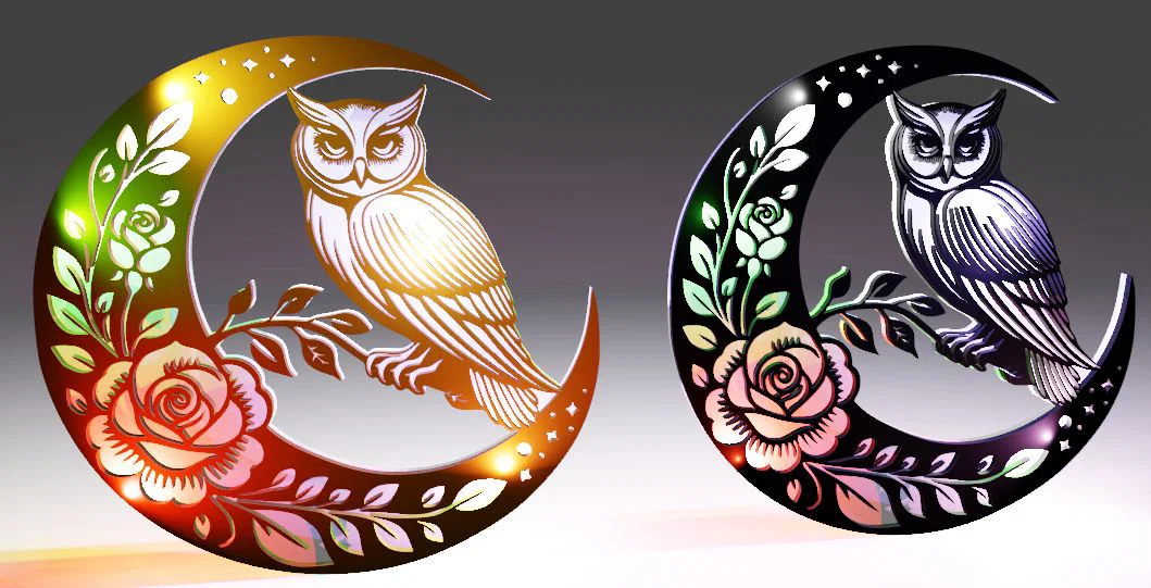 Mô hình trang trí cú đêm trên vầng trăng khuyết 3D nghệ thuật - Image 2