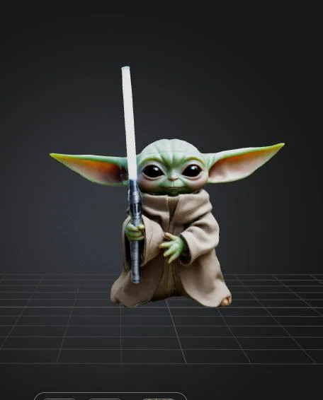 Mô hình 3D Baby Yoda cầm Light Saber cực đáng yêu cho fan Star Wars - Image 1
