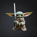 Mô hình 3D Baby Yoda cầm Light Saber cực đáng yêu cho fan Star Wars - Thumbnail 1