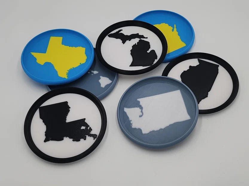 Bộ lót ly xếp chồng 50 bang Mỹ, 95mm bản emboss (nổi) - Image 1