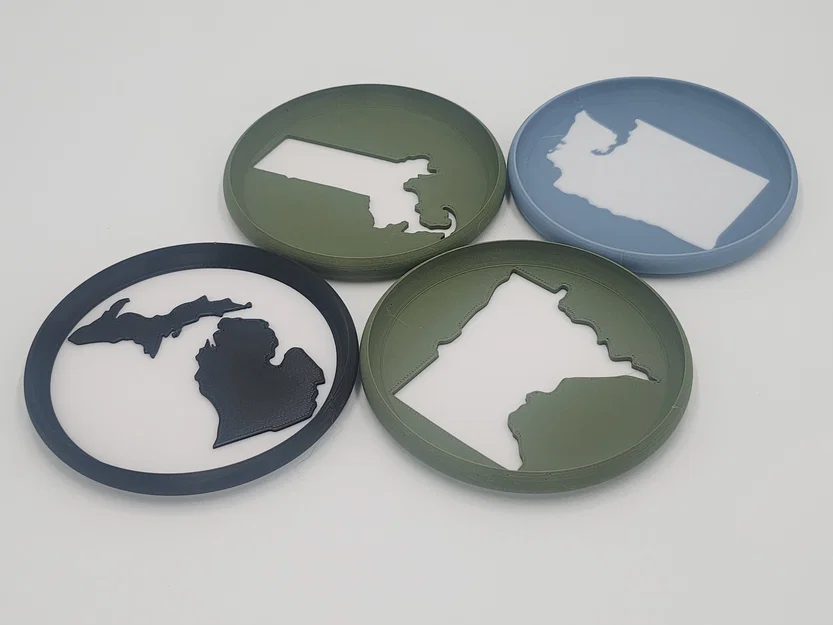 Bộ lót ly xếp chồng 50 bang Mỹ, 95mm bản emboss (nổi) - Image 2