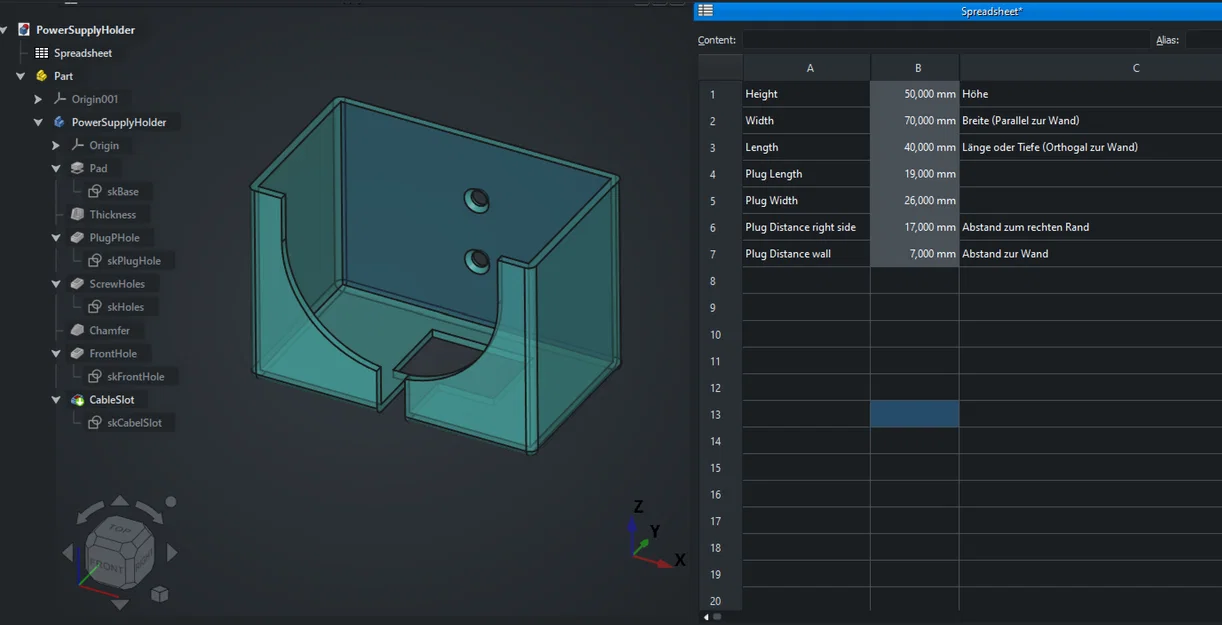 (FreeCAD parametric) Giá treo bộ nguồn (Powersupply Mount) - Image 2