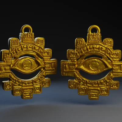 Mẫu trang sức Aztec in 3D: Bông tai, Mặt dây chuyền và Đồ trang trí