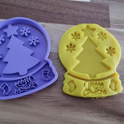 Khuôn cắt bánh quy quả cầu tuyết chủ đề Giáng sinh (3D Printed)
