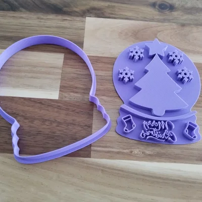 Khuôn cắt bánh quy quả cầu tuyết chủ đề Giáng sinh (3D Printed)