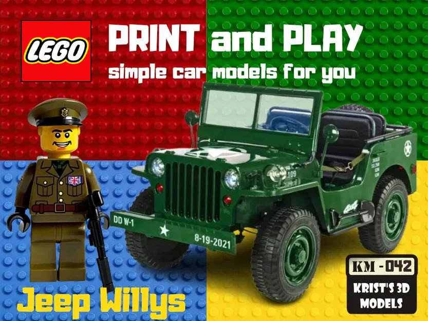 Mô hình xe Jeep Willys in 3D tương thích với LEGO cực chất - Image 1