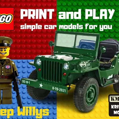Mô hình xe Jeep Willys in 3D tương thích với LEGO cực chất