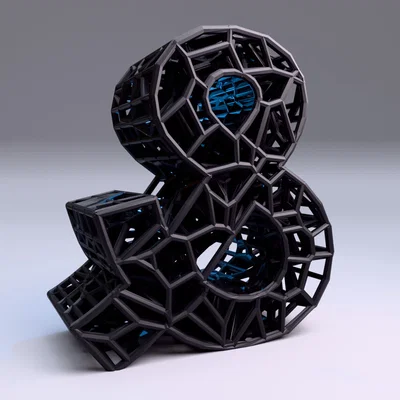 Bộ Chữ Cái và Số 3D Kiểu Voronoi Độc Đáo Để Trang Trí