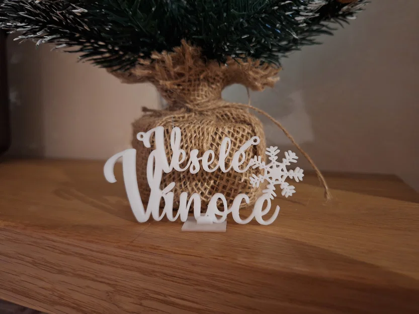Biển trang trí Giáng Sinh Veselé Vánoce (in 3D đơn giản) - Image 1