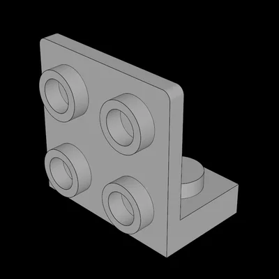 Mô hình 3D miếng nối góc 1x2 đến 2x2 tương thích Lego