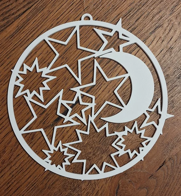 Vật phẩm trang trí treo cửa hình mặt trăng và ngôi sao (3D Print) - Image 1