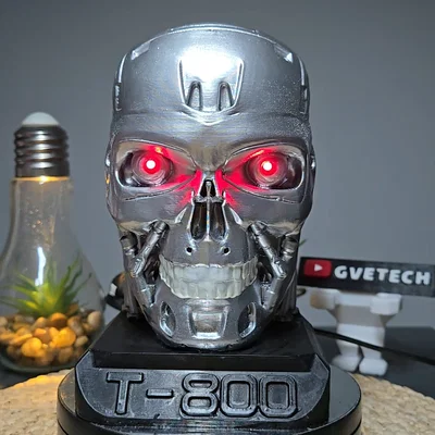 Mô hình đầu lâu T-800 Endoskeleton in 3D độc đáo kèm đèn LED