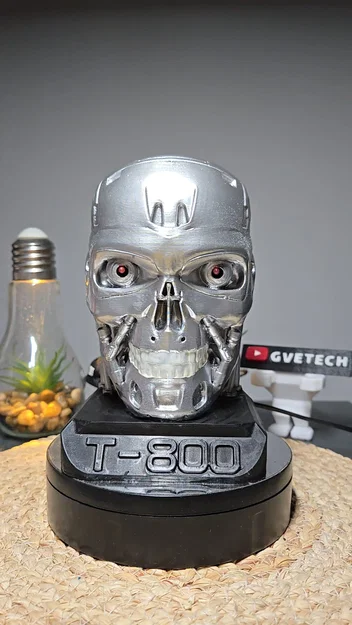 Mô hình đầu lâu T-800 Endoskeleton in 3D độc đáo kèm đèn LED - Image 3