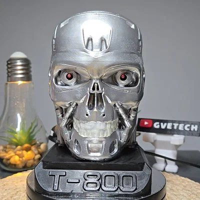 Mô hình đầu lâu T-800 Endoskeleton in 3D độc đáo kèm đèn LED