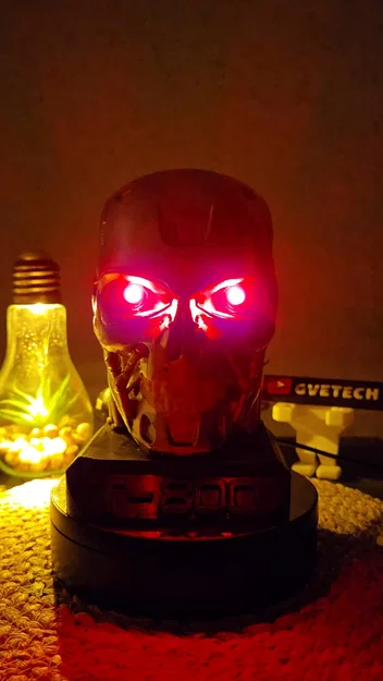 Mô hình đầu lâu T-800 Endoskeleton in 3D độc đáo kèm đèn LED - Image 4