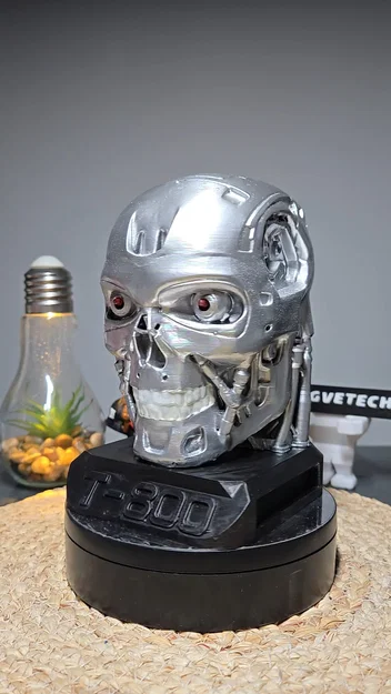 Mô hình đầu lâu T-800 Endoskeleton in 3D độc đáo kèm đèn LED - Image 6
