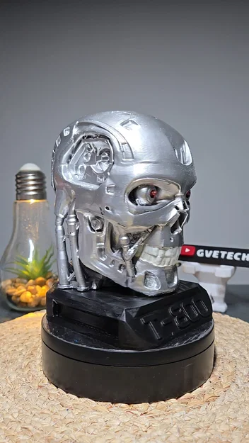 Mô hình đầu lâu T-800 Endoskeleton in 3D độc đáo kèm đèn LED - Image 7