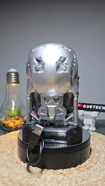 Mô hình đầu lâu T-800 Endoskeleton in 3D độc đáo kèm đèn LED - Image 9