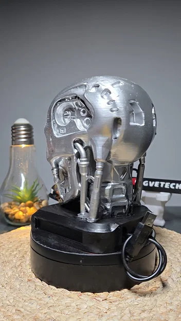 Mô hình đầu lâu T-800 Endoskeleton in 3D độc đáo kèm đèn LED - Image 10