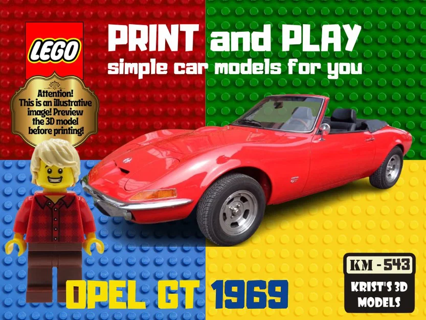 Mô hình in 3D xe cổ Opel GT 1969 phong cách LEGO độc đáo - Image 1