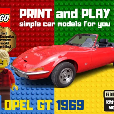 Mô hình in 3D xe cổ Opel GT 1969 phong cách LEGO độc đáo