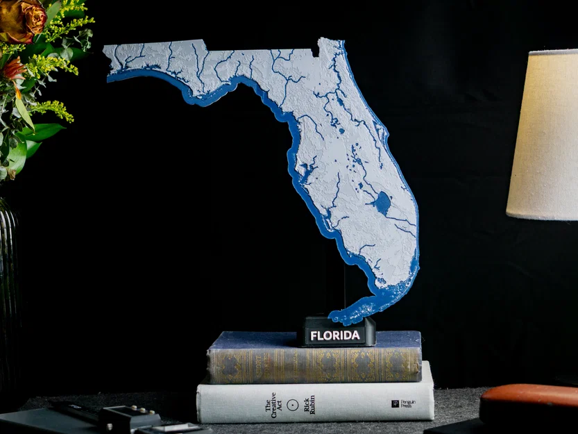 Bản đồ địa hình Florida, USA (FL) kèm thủy hệ - Image 1