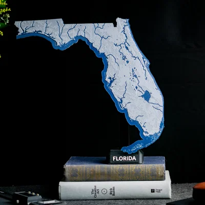 Bản đồ địa hình Florida, USA (FL) kèm thủy hệ