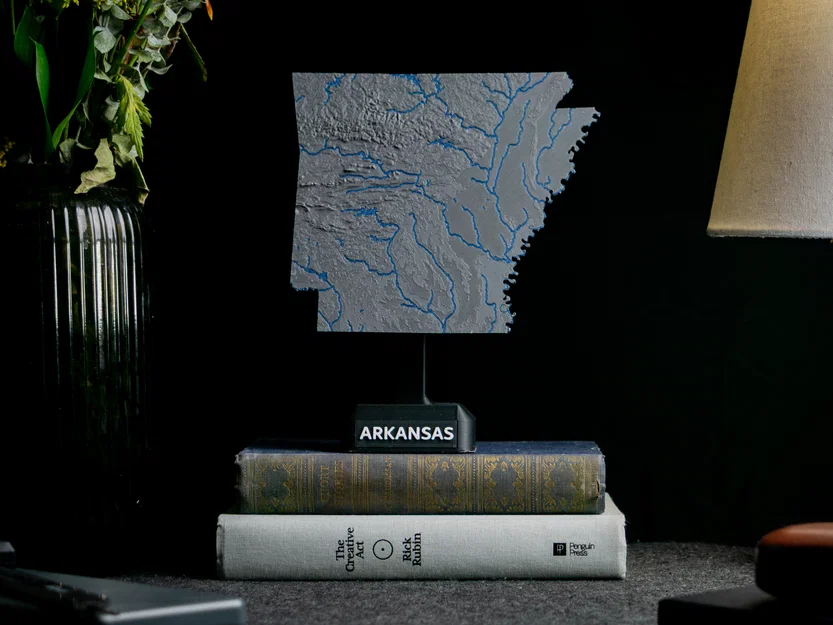 Bản đồ địa hình Arkansas, USA (AR) kèm sông ngòi - Image 1