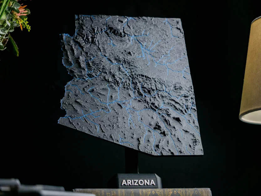 Bản đồ địa hình Arizona, USA (AZ) kèm sông ngòi - Image 1