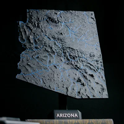 Bản đồ địa hình Arizona, USA (AZ) kèm sông ngòi