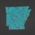 Bản đồ địa hình Arkansas, USA (AR) kèm sông ngòi - Thumbnail 3