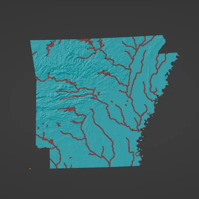 Bản đồ địa hình Arkansas, USA (AR) kèm sông ngòi