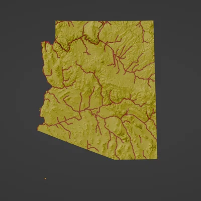 Bản đồ địa hình Arizona, USA (AZ) kèm sông ngòi