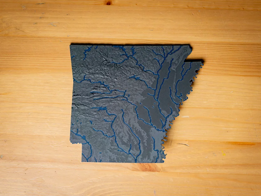 Bản đồ địa hình Arkansas, USA (AR) kèm sông ngòi - Image 5
