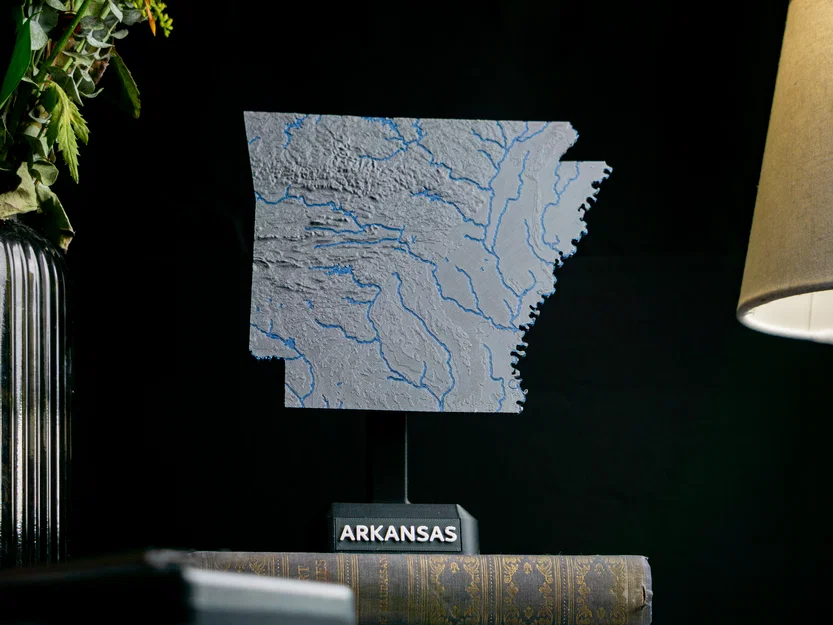 Bản đồ địa hình Arkansas, USA (AR) kèm sông ngòi - Image 6