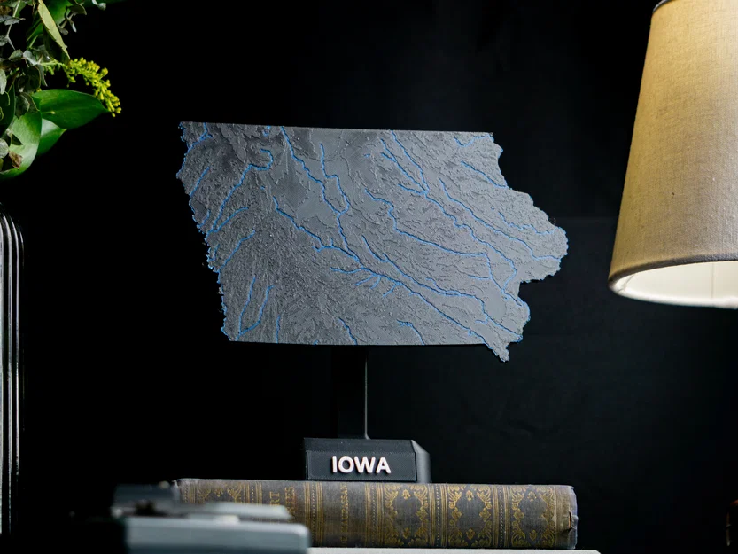 Bản đồ địa hình Iowa, USA (IA) kèm sông ngòi - Image 2